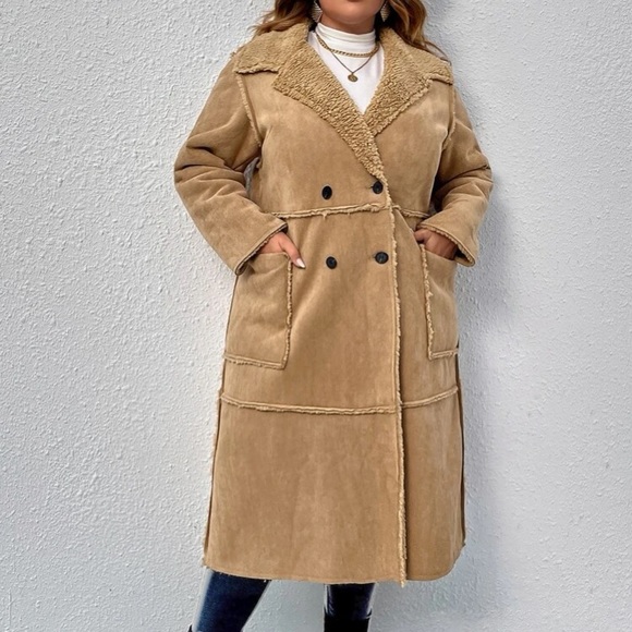 Luxe double breasted teddy lined coat - Picture 11 of 11